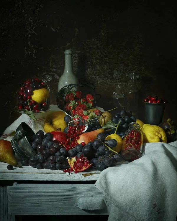 Nature morte, abondance de fruits