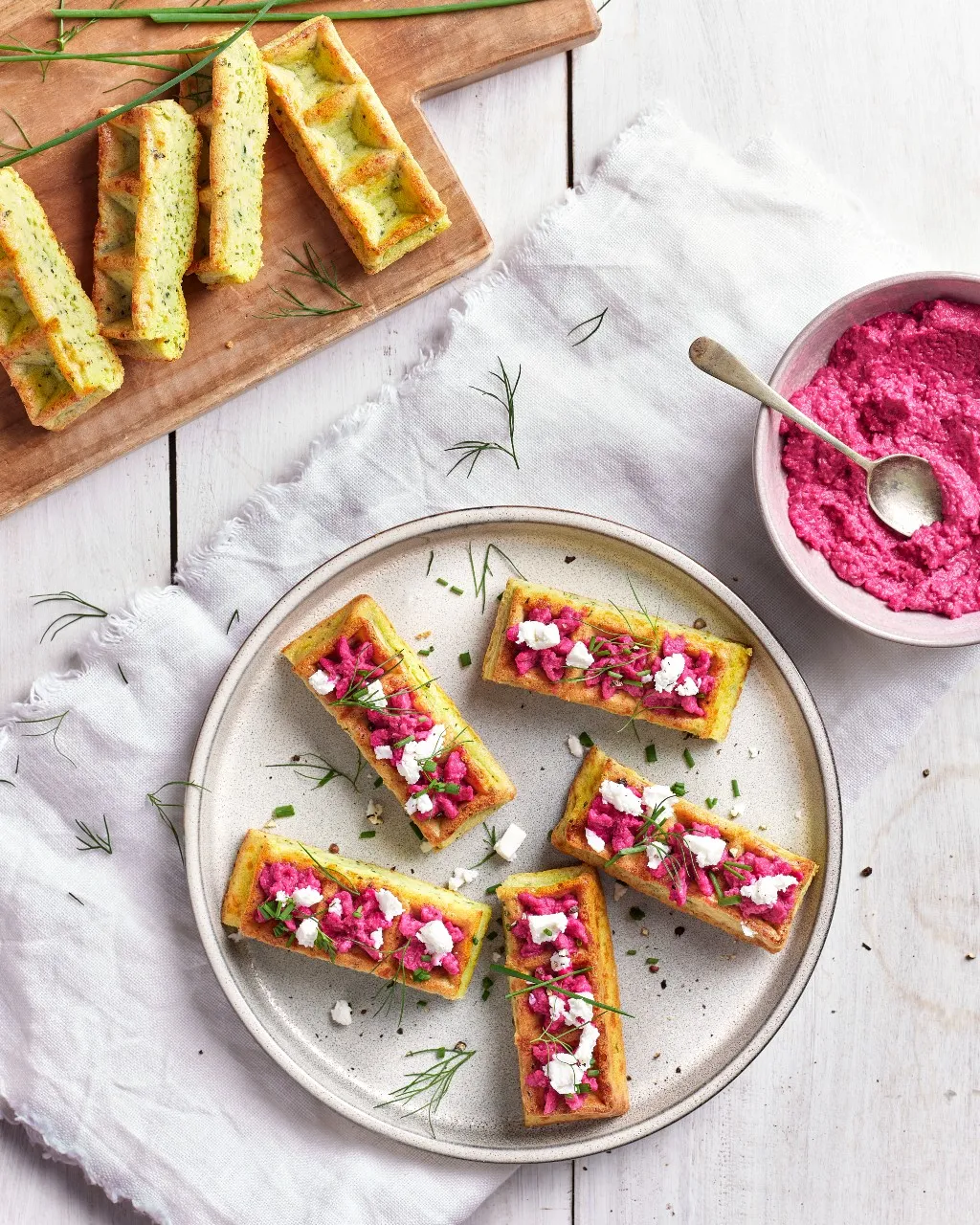 Apero gaufres basilic courgettes betterave
