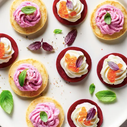 Amuse-bouches betterave et fromage frais Président