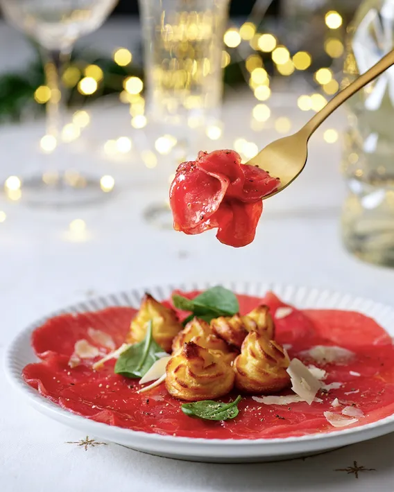Carpaccio pommes dauphines Bigard