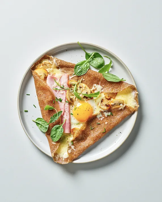 Galette jambon oeufs champignons, Président