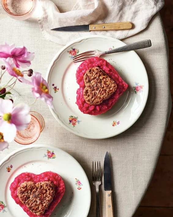 Haché coeur et risotto betterave Bigard