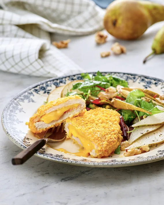 Cordon bleu et salade de poire Bigard