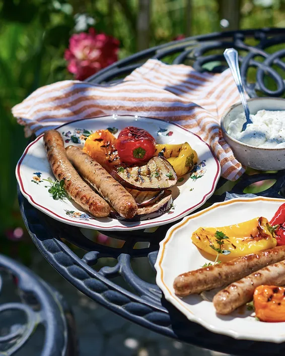 Saucisses et légumes grillés, Bigard