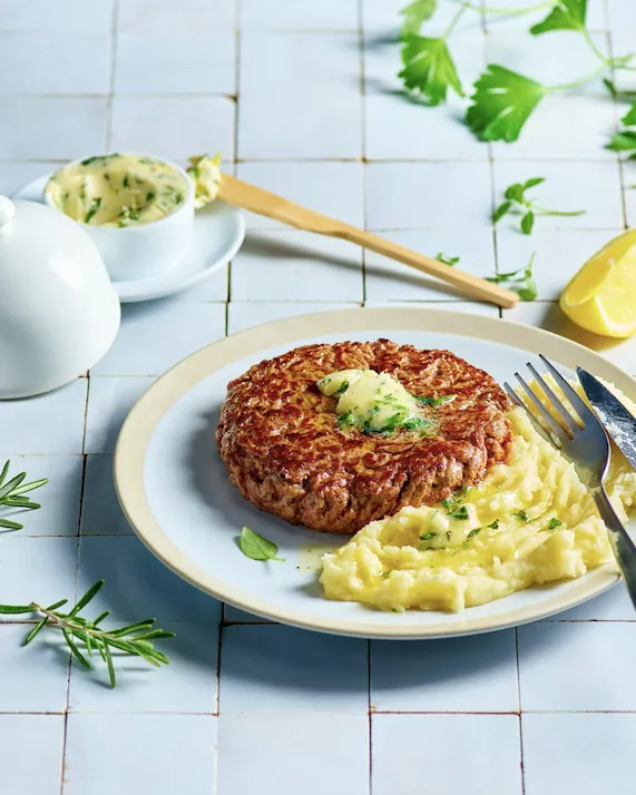 Steak haché purée, beurre aux herbes, Bigard