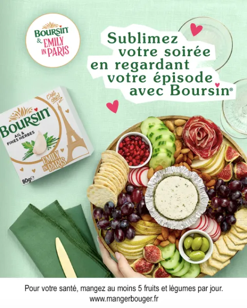 Collab Boursin / Emily in Paris Netflix, cheeseboard