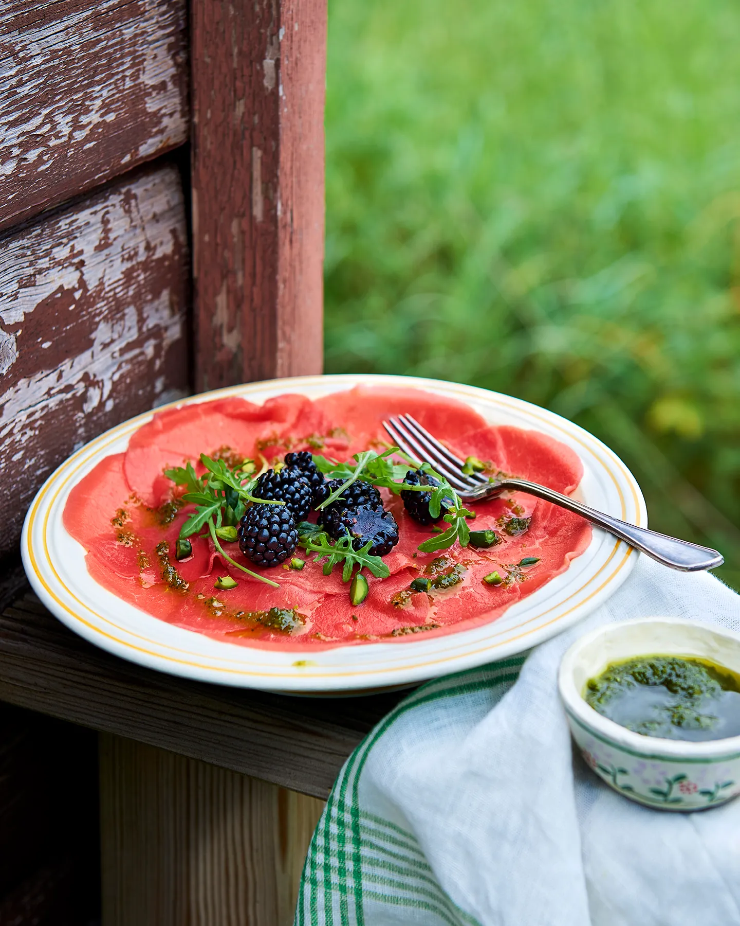 Carpaccio mûres pesto, Bigard