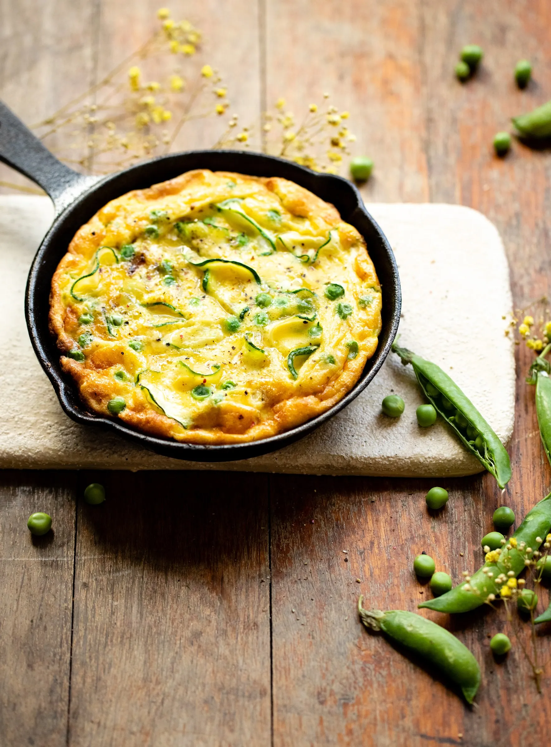 Frittata courgettes petits pois, Bretons en cuisine